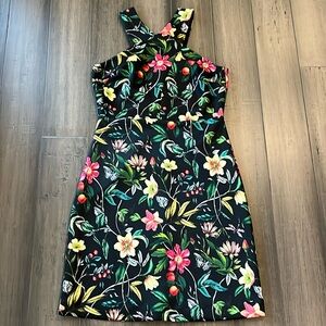 Sam Edelman Black Floral Print Scuba Halter Dress